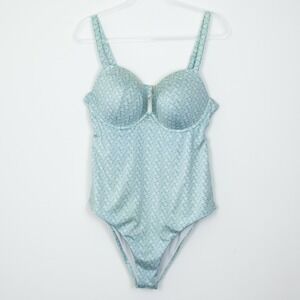 Victoria's Secret Mint Aqua Geometric Print Underwire One Piece Swimsuit XL